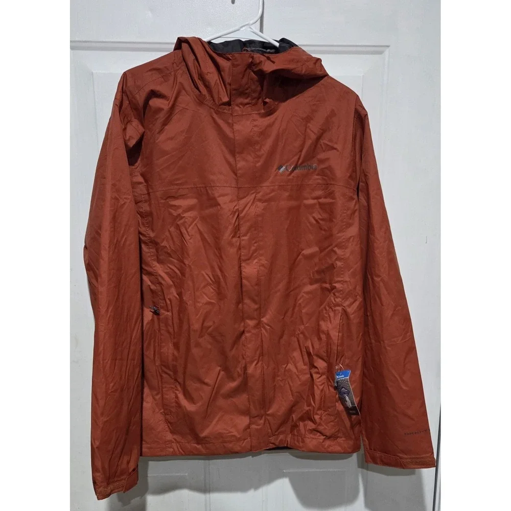 Columbia Mens Omni-Tech Waterproof Breathable Hooded Jacket Red Size M Outdoor